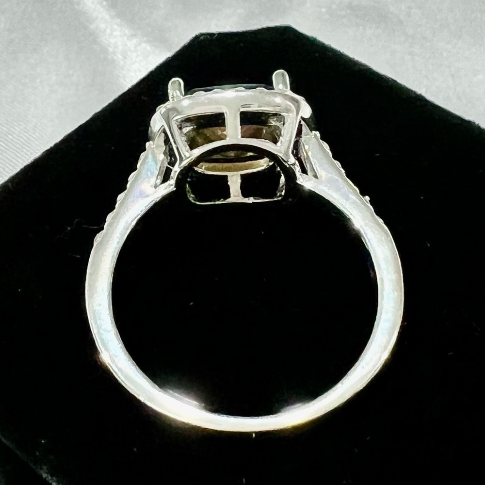 SWAROVSKI ELEMENTS AQUAMARINE & CLEAR CRYSTAL Silver Women's Ring sz 9 - Picture 7 of 11